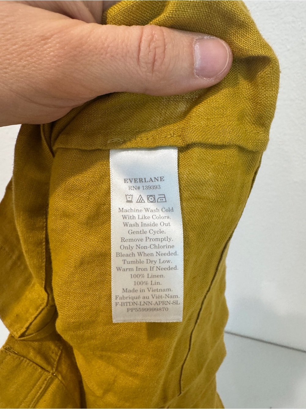 Everlane 100% Linen Button Front Apron Cami Tank Top Mustard Yellow Capsule 4 - Picture 4 of 4